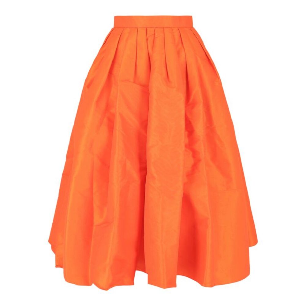 Alexander McQueen Pleated Midi Skirt Orange Womens